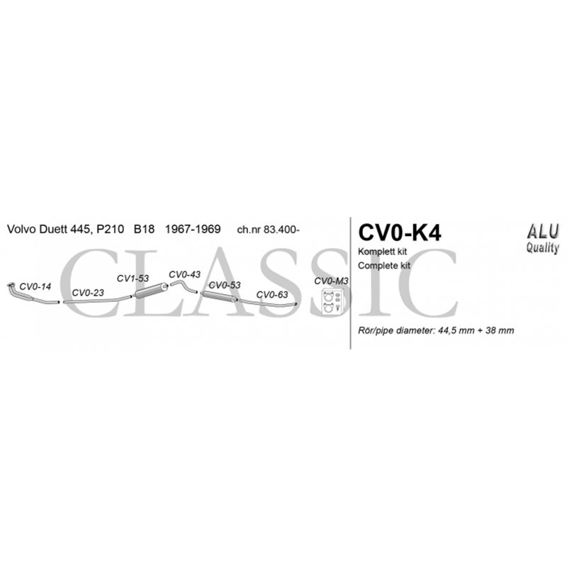 Classic system VOLVO Duett 445, P210 B18 67-69 (83.399-) Classic system VOLVO Duett 445, P210 B18 67-69 (83.399-)