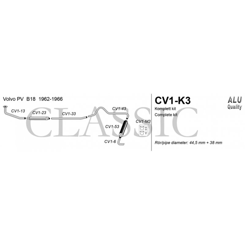 Classic system VOLVO PV B16A 57-61