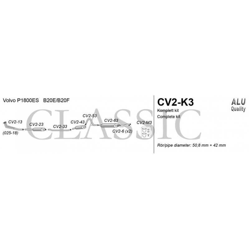 Classic system VOLVO P1800S/P1800E B18-1966- /B20B Classic system VOLVO P1800S/P1800E B18-1966- /B20B